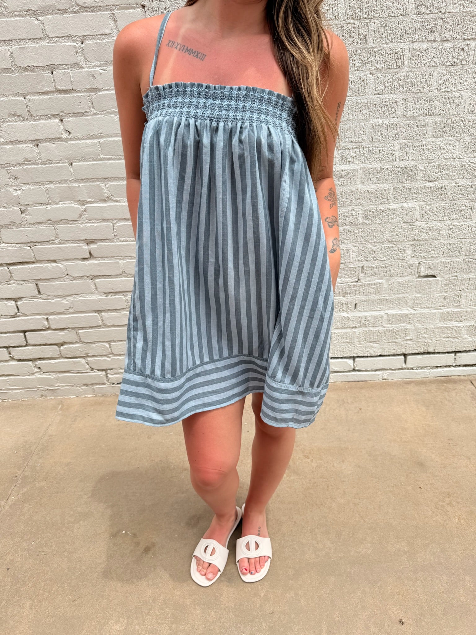Summer Stripes Blue Mini Dress