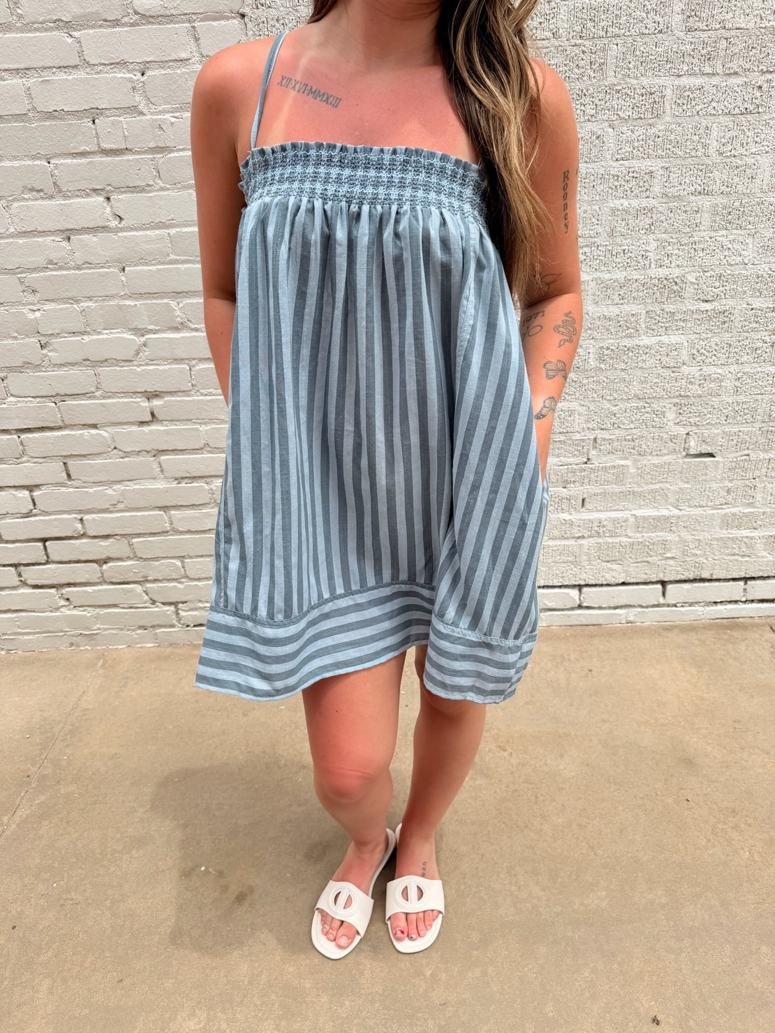 Summer Stripes Blue Mini Dress