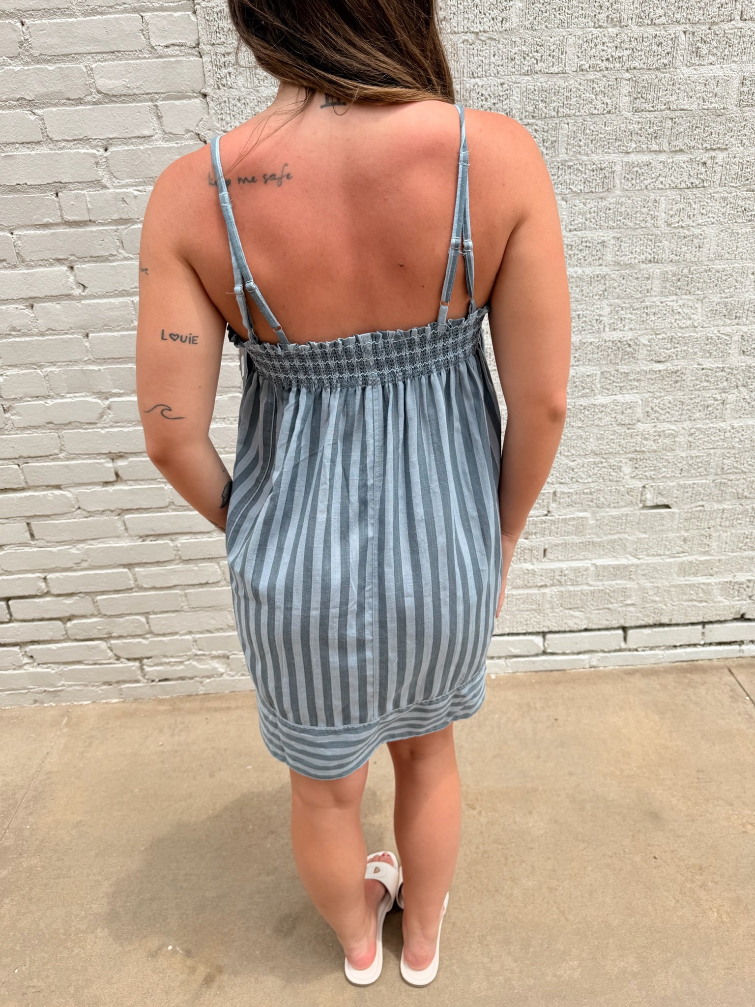 Summer Stripes Blue Mini Dress