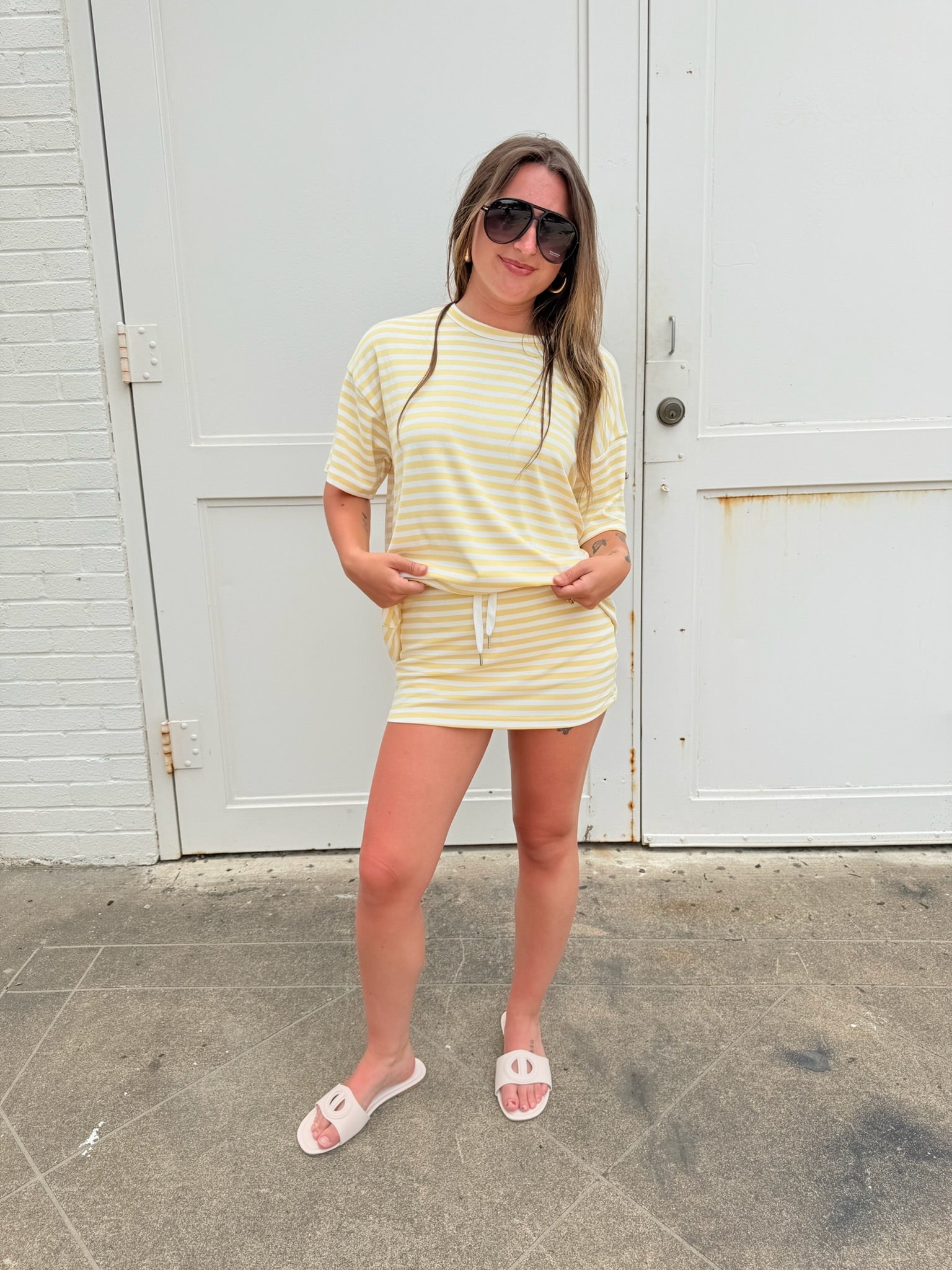 Weekender Stripe Skort - Yellow