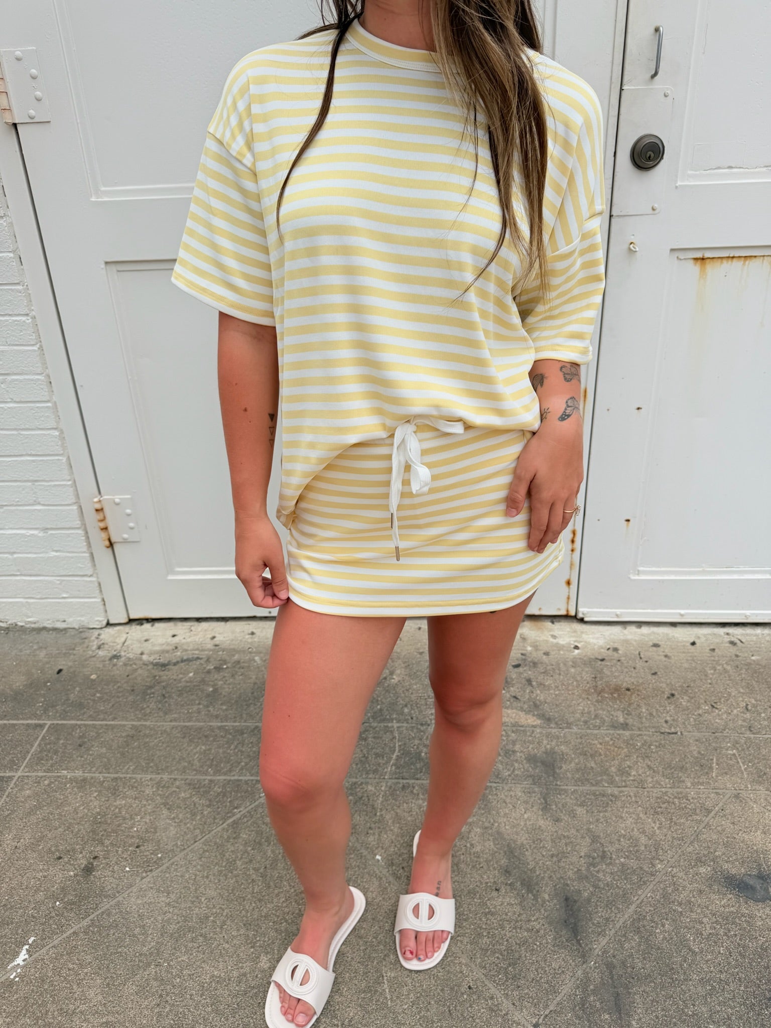Weekender Stripe Skort - Yellow