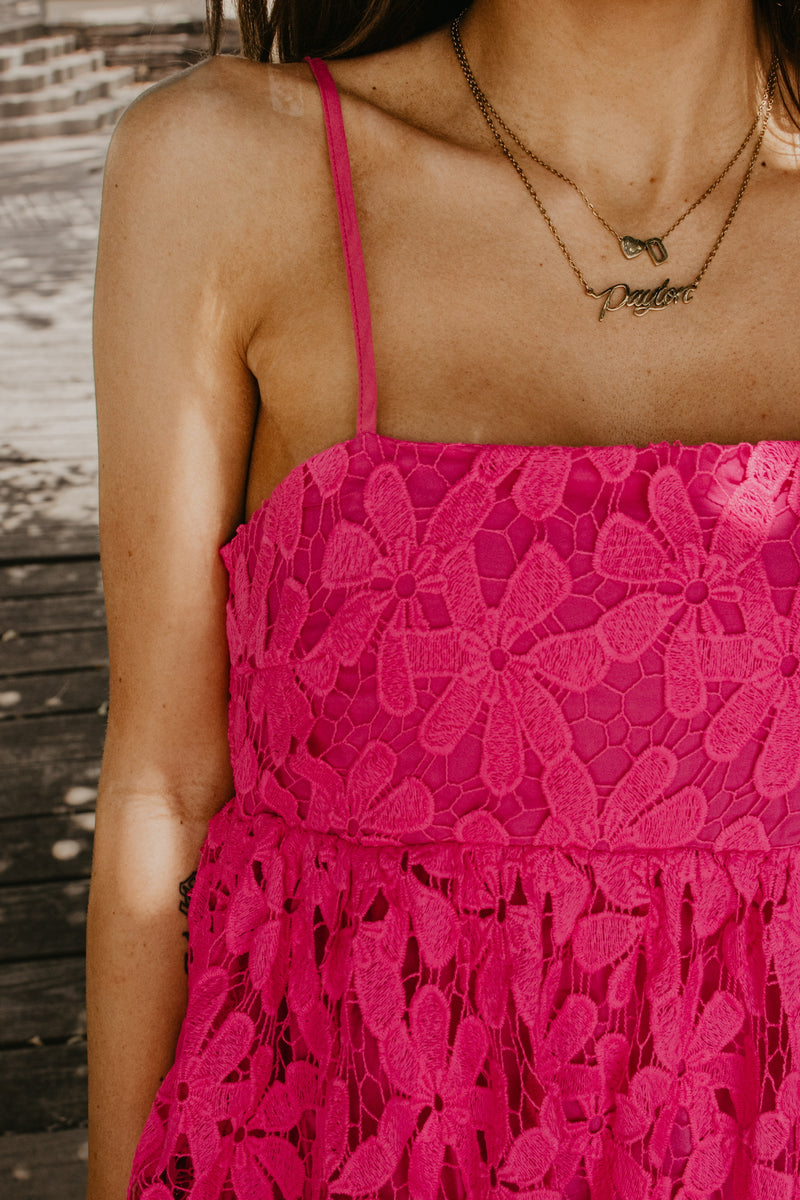 Buddylove Tiana Lace Midi Dress - Hot Pink