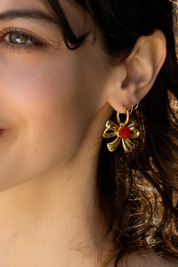 Peter + June Knotty Hoops in Carnelian