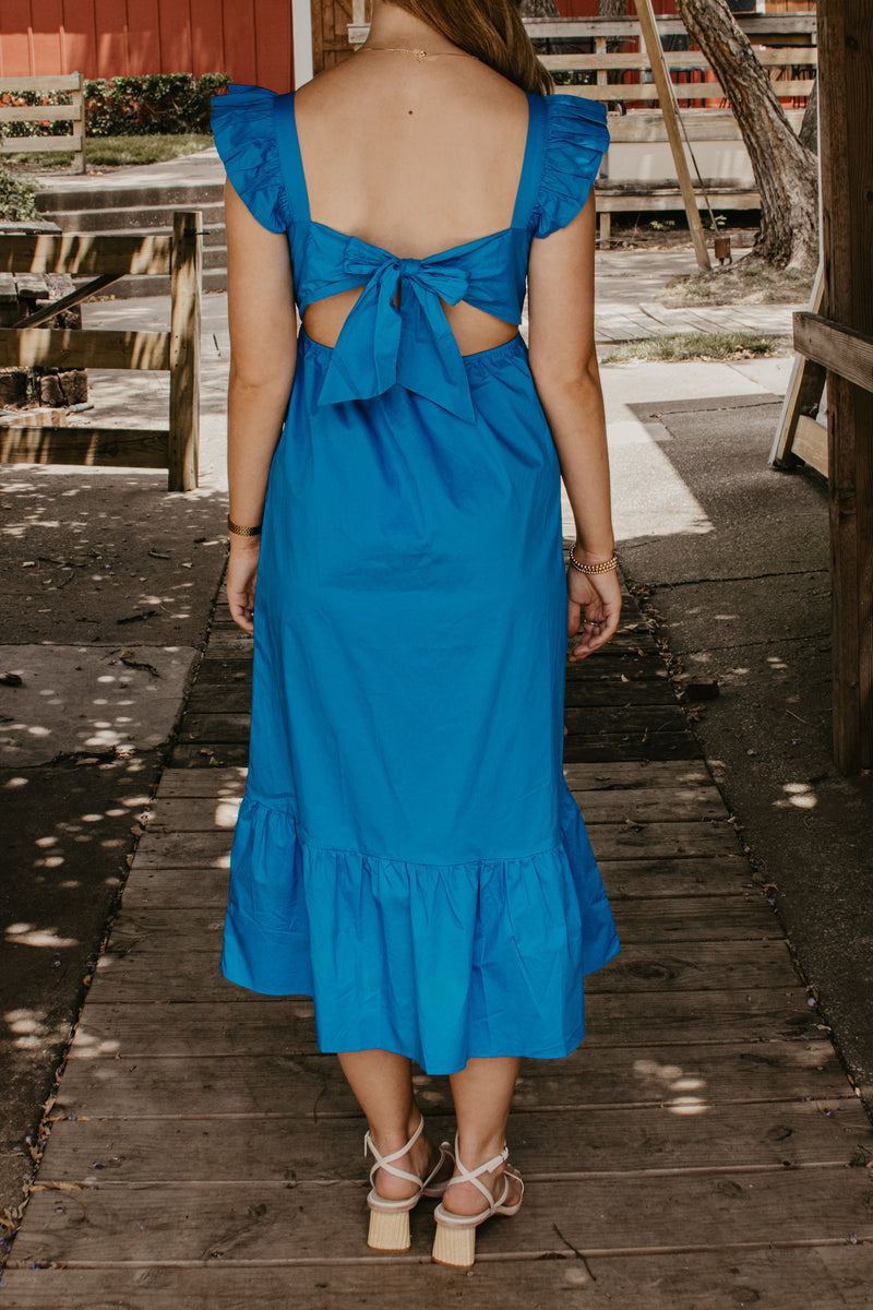 Buddylove Beverly Ruffle Sleeve Midi Dress - Cobalt