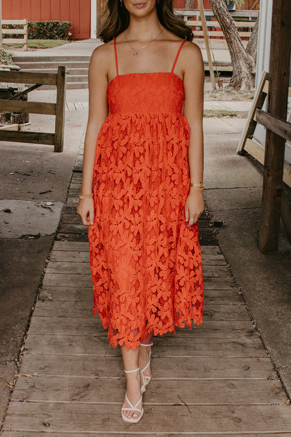 Buddylove Tiana Lace Midi Dress - Orange