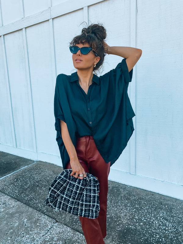 Oversized Satin Button Down