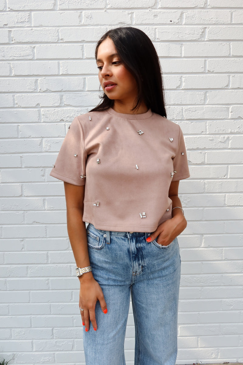 You're a Gem Suede Top - Taupe