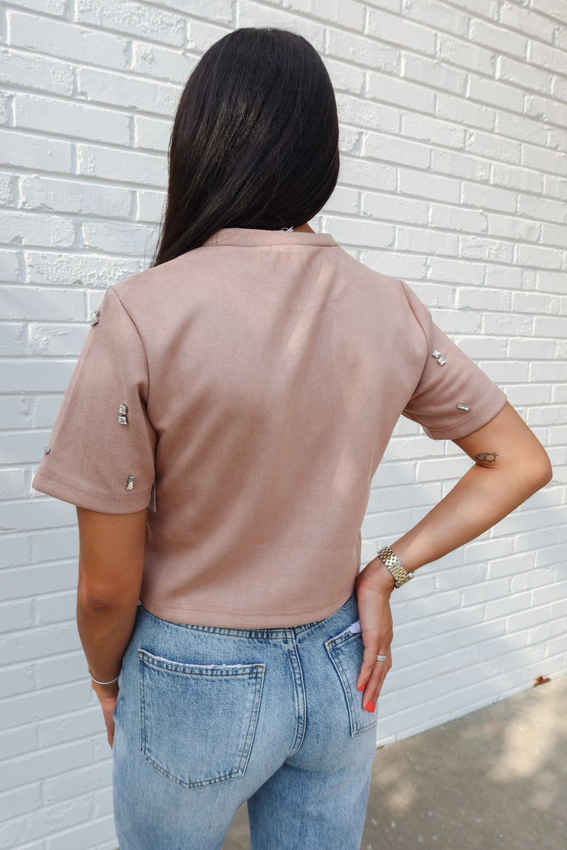 You're a Gem Suede Top - Taupe
