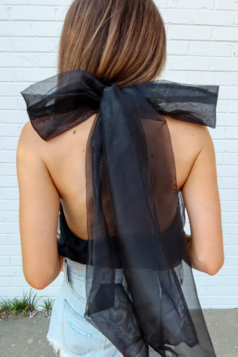 Bubble Bow Bodysuit - Black