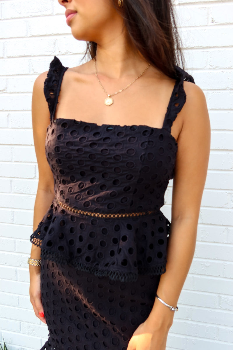 First Impressions Eyelet Maxi - Black
