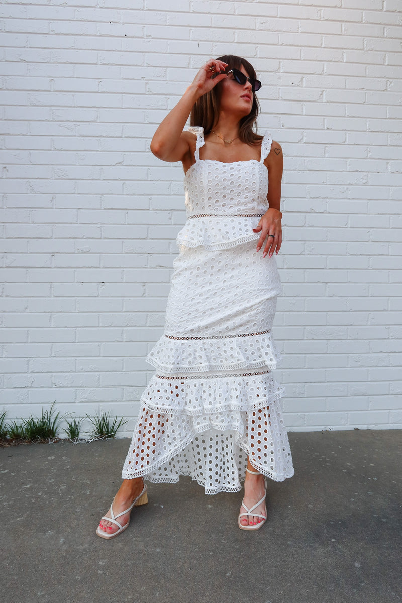 First Impressions Eyelet Maxi - White