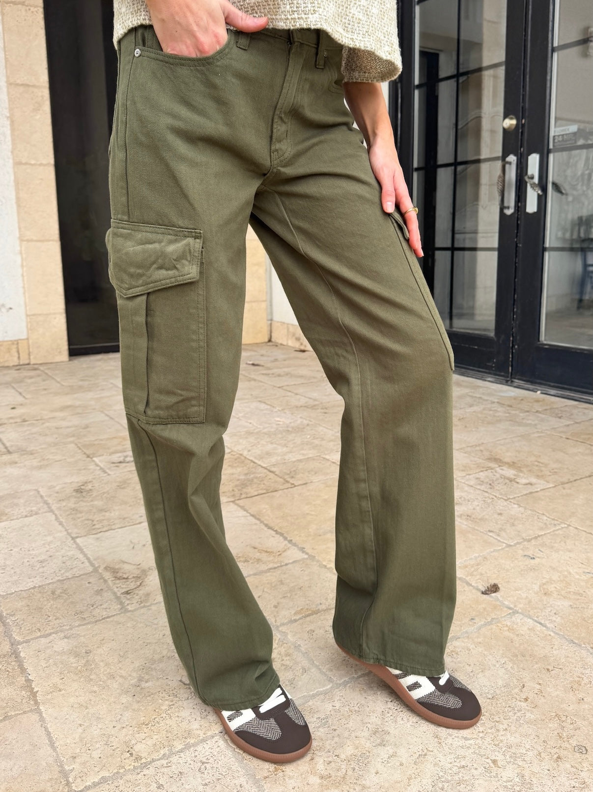 Dark Olive Cargo Jean