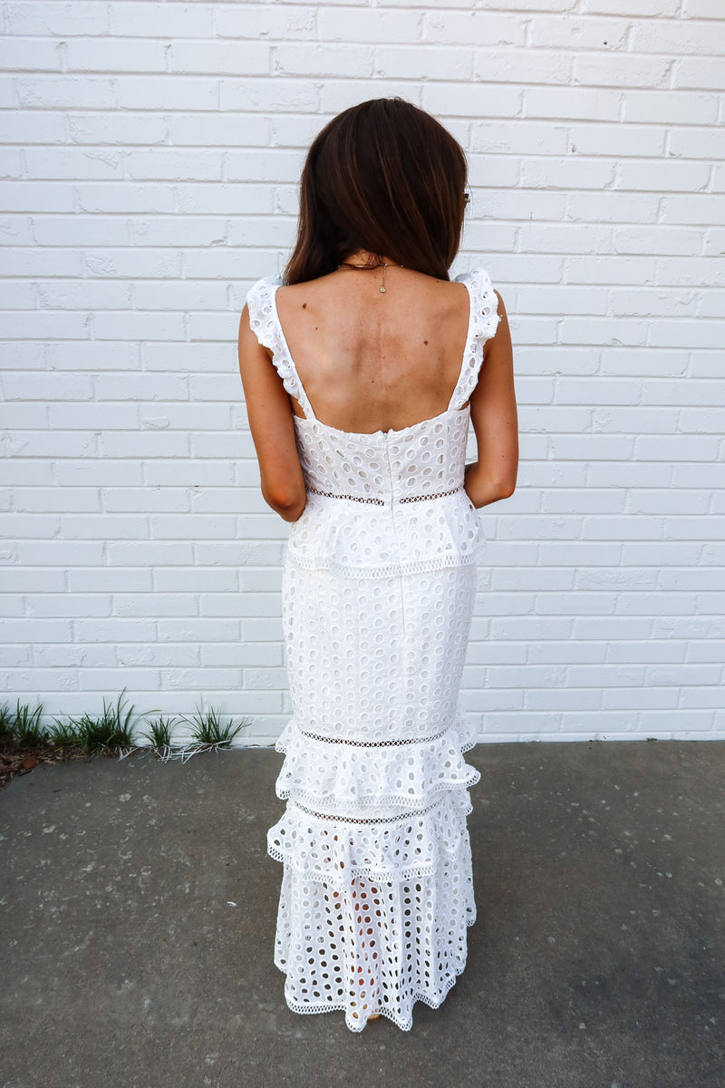 First Impressions Eyelet Maxi - White