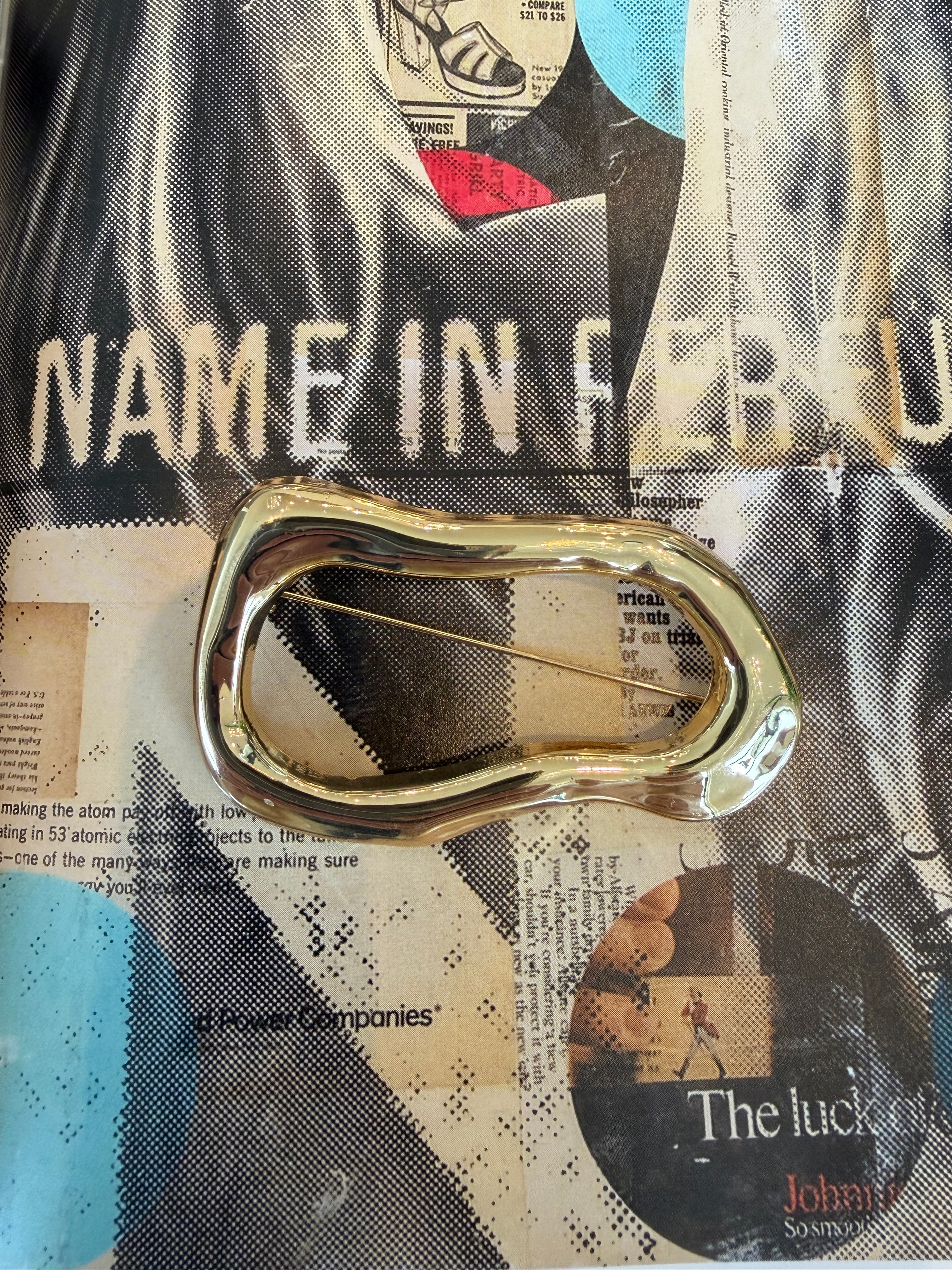 Gold Round Brooch