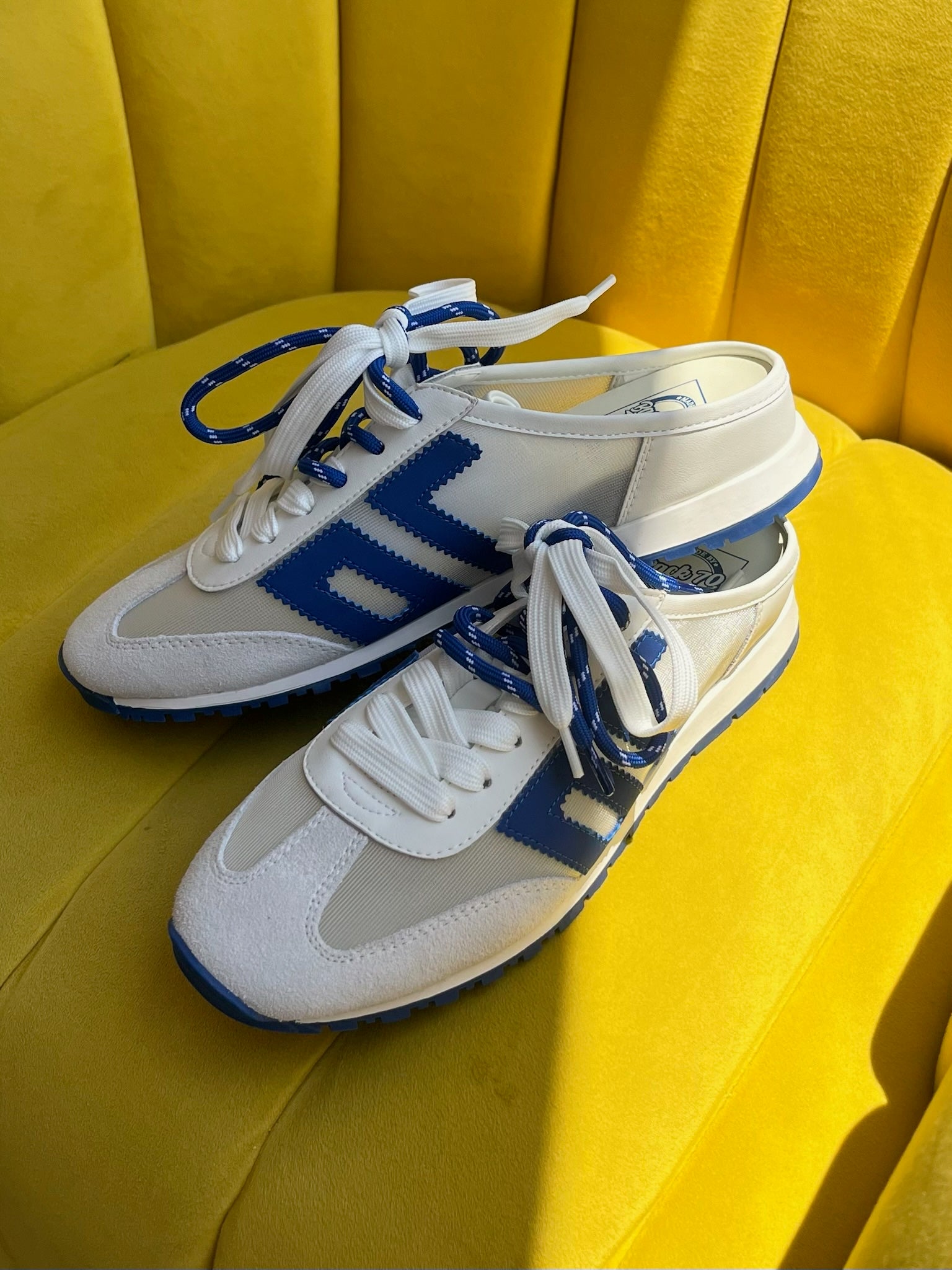 Back 70 Venice Backless Sneakers in White Blue