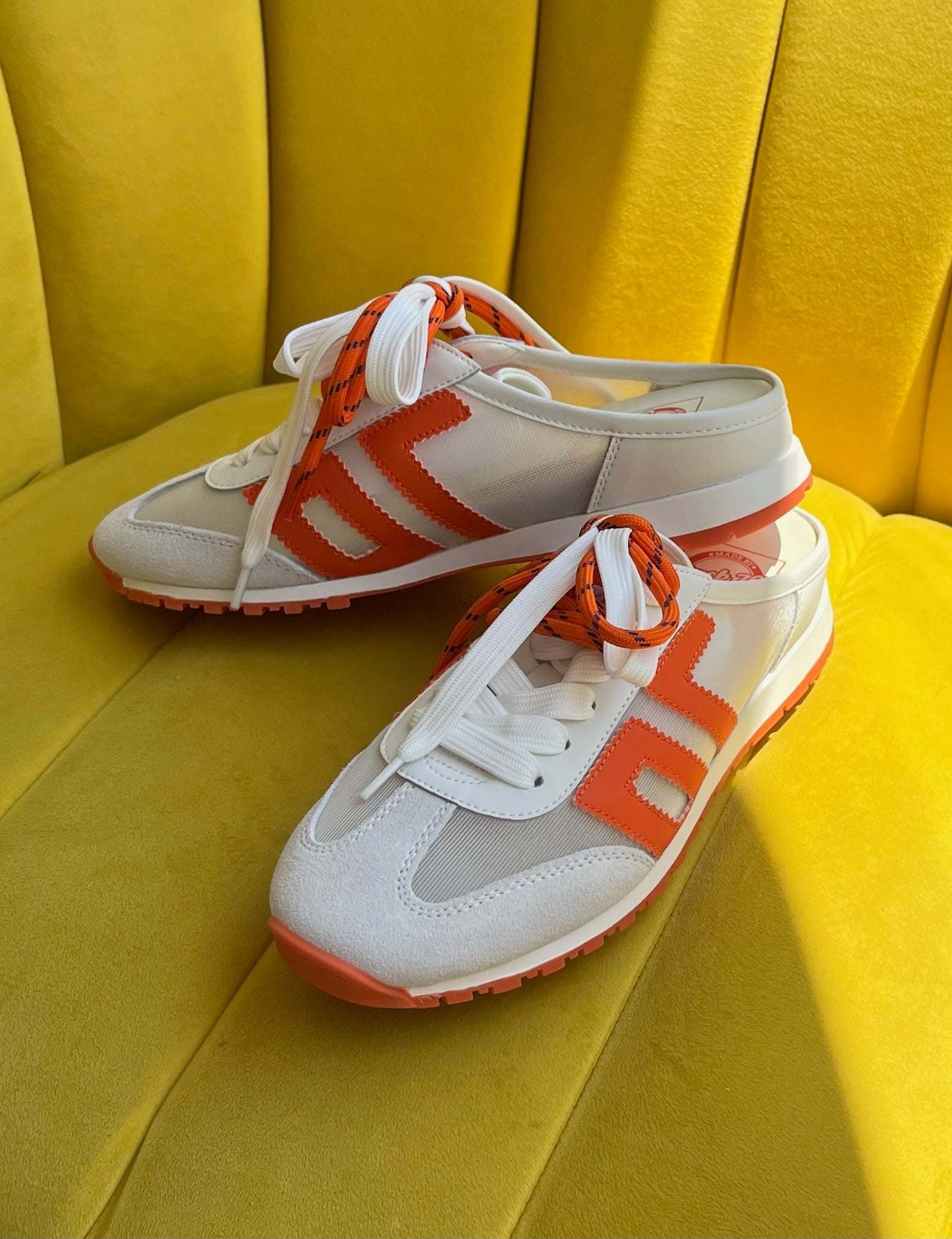 Back 70 Venice Backless Sneakers in White Orange