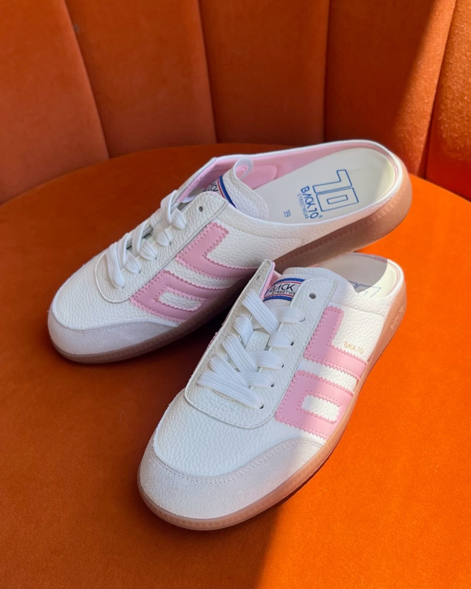 Back 70 Easter Backless Sneakers in White Pink