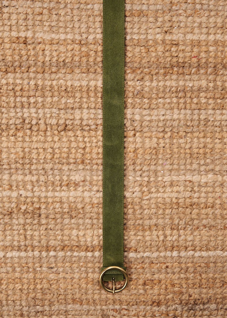 Frnch Suede Leather Belt - Kaki Green