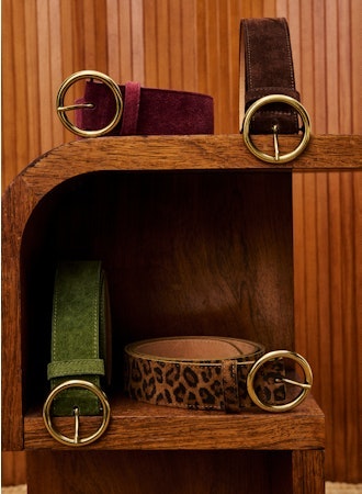 Frnch Suede Leather Belt - Kaki Green