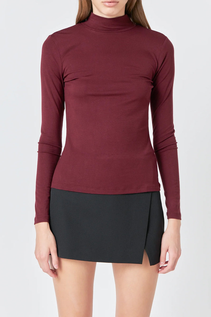 Endless Rose Turtle Neck Top - Burgundy