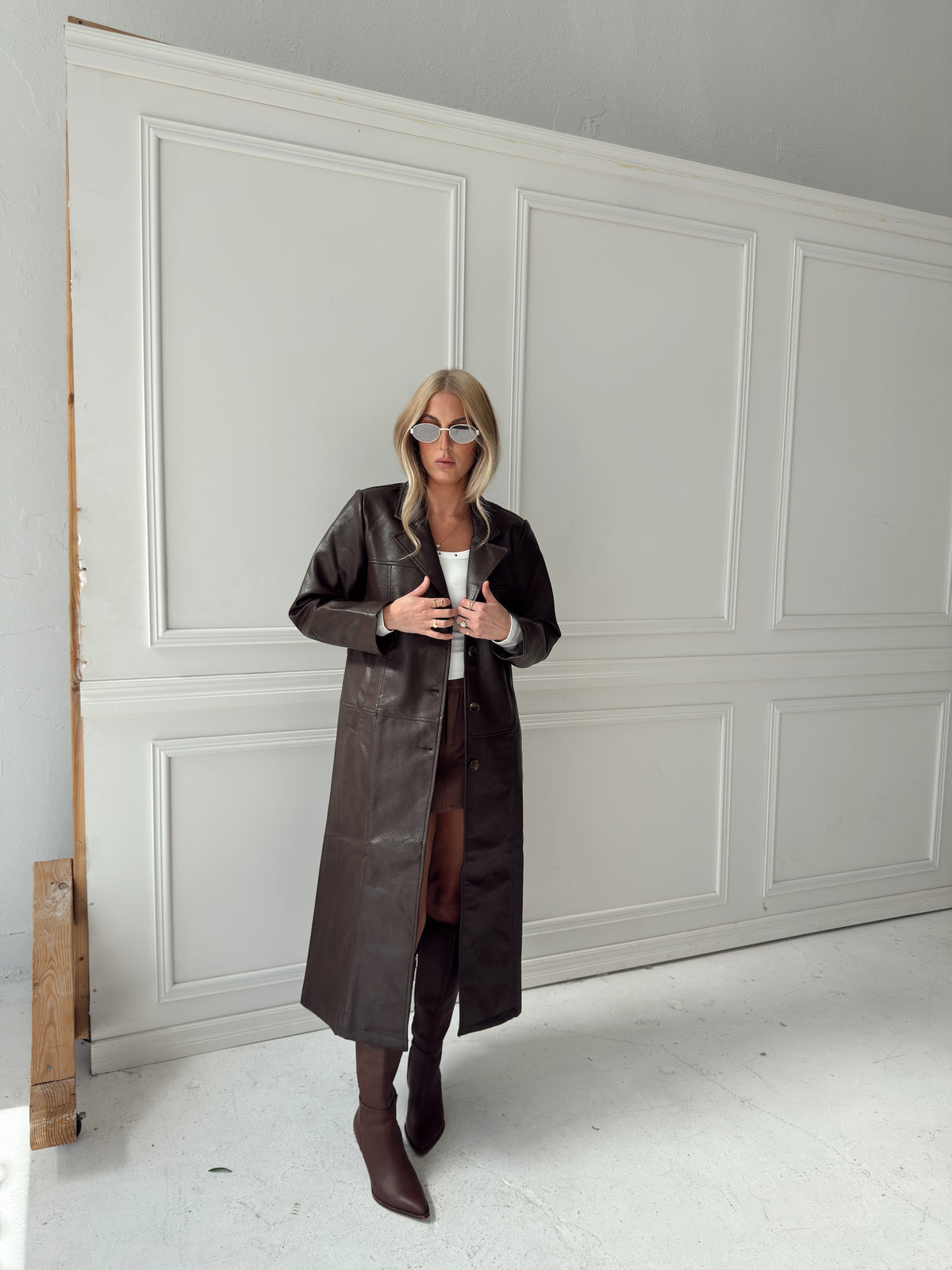 Freya Faux Leather Long Coat