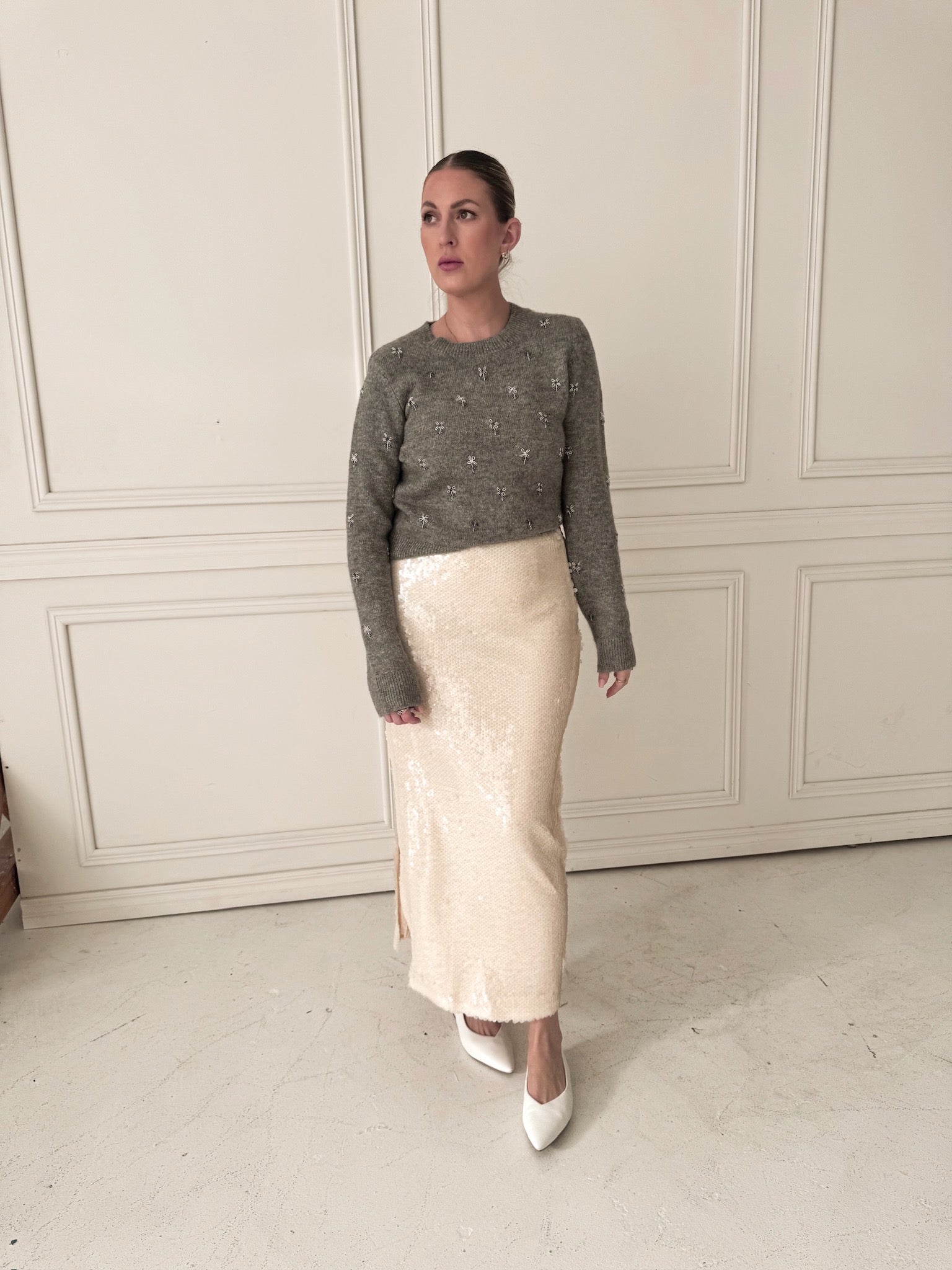 Endless Rose Bead Emblelished Sweater