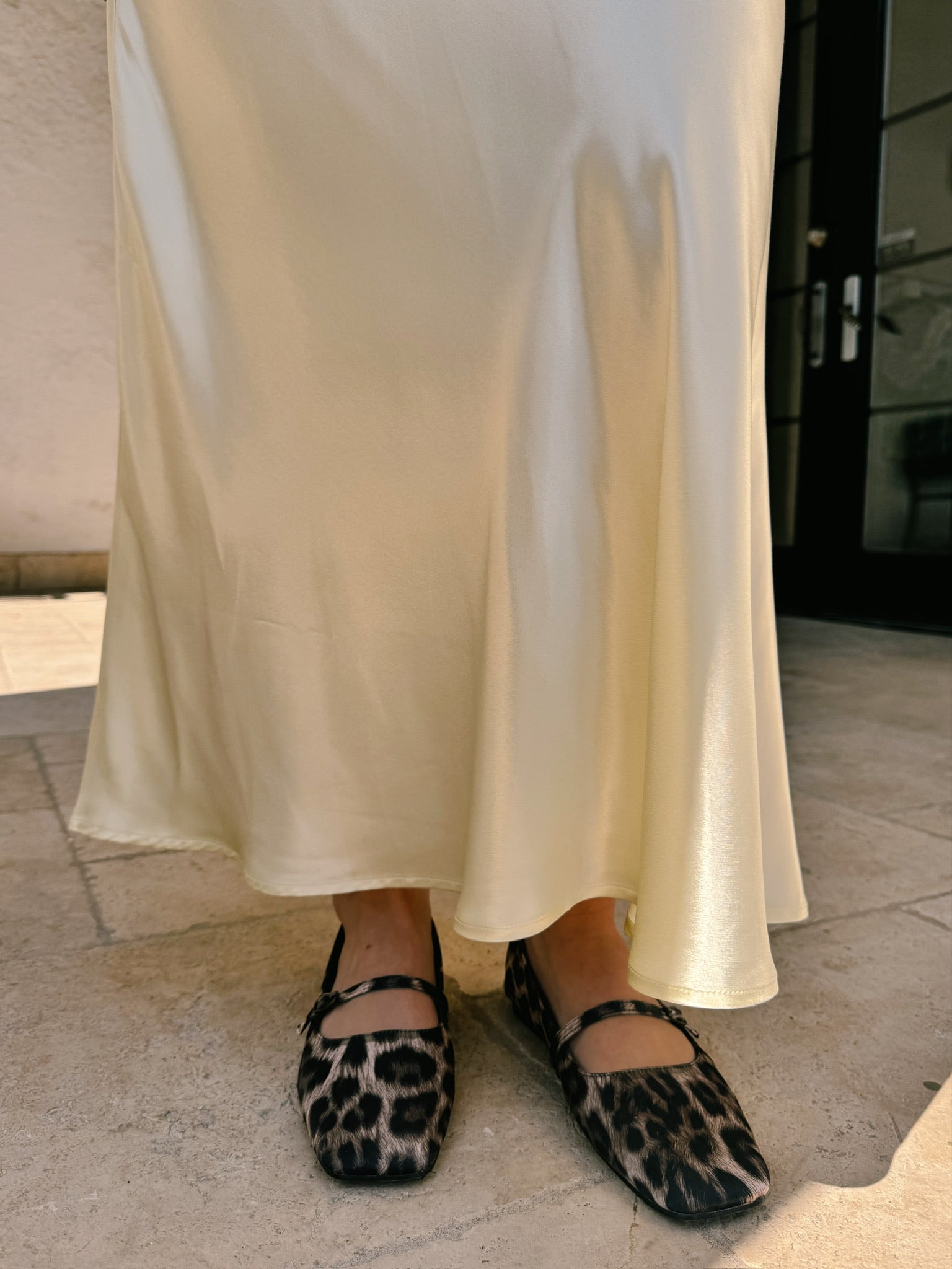 JiJi Pale Yellow Satin Skirt