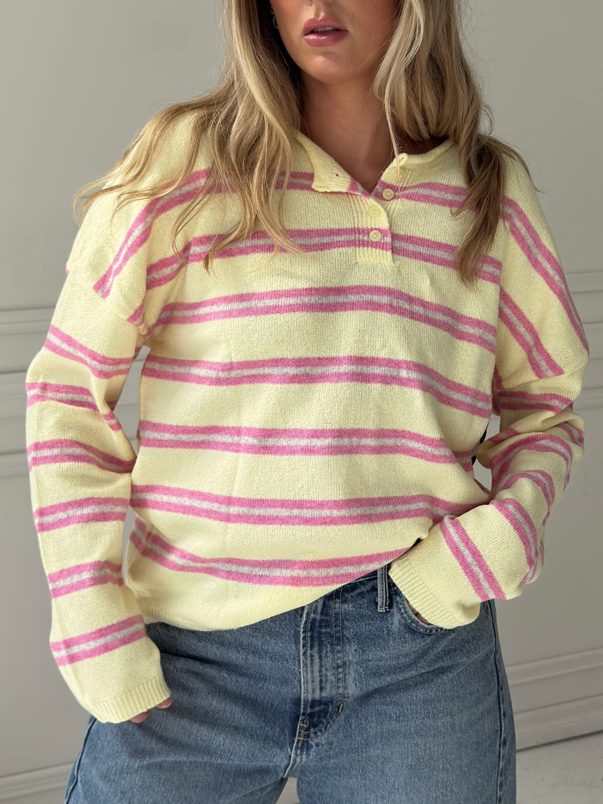 Caroline Cozy Stripe Knit Sweater - Yellow