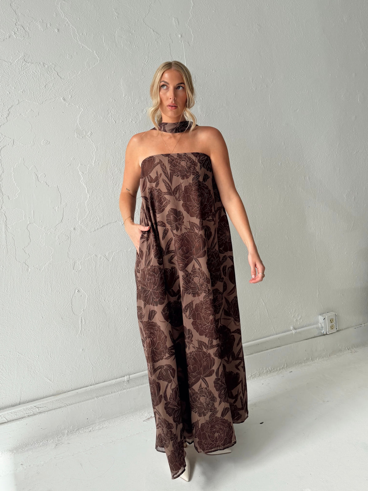 Maddie Chocolate Floral Maxi
