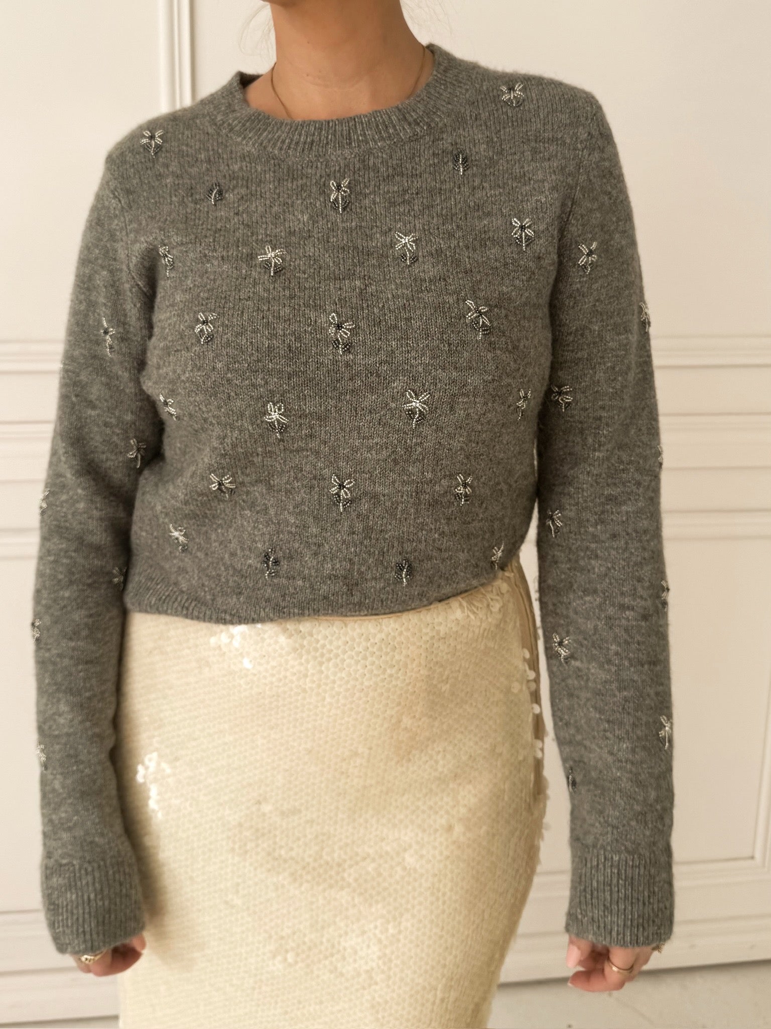 Endless Rose Bead Emblelished Sweater