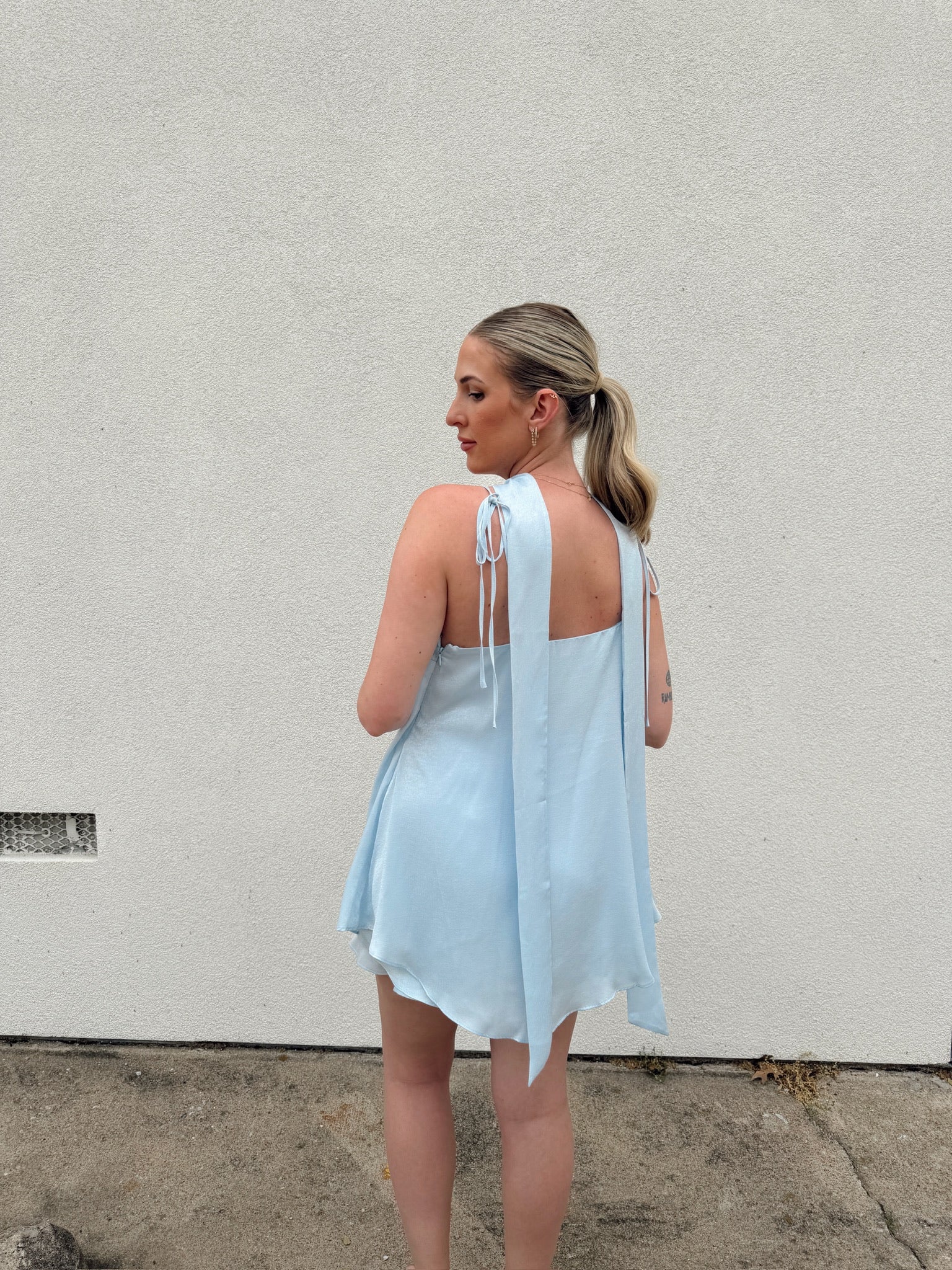 Endless Rose Spaghetti Tie Belted Romper Dress
