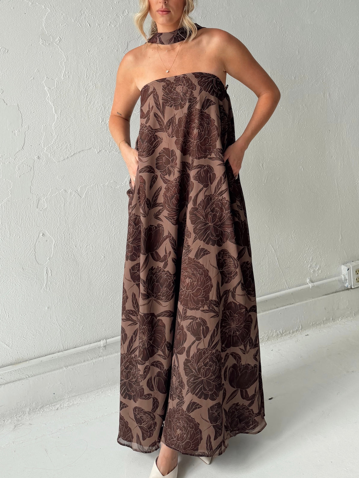 Maddie Chocolate Floral Maxi