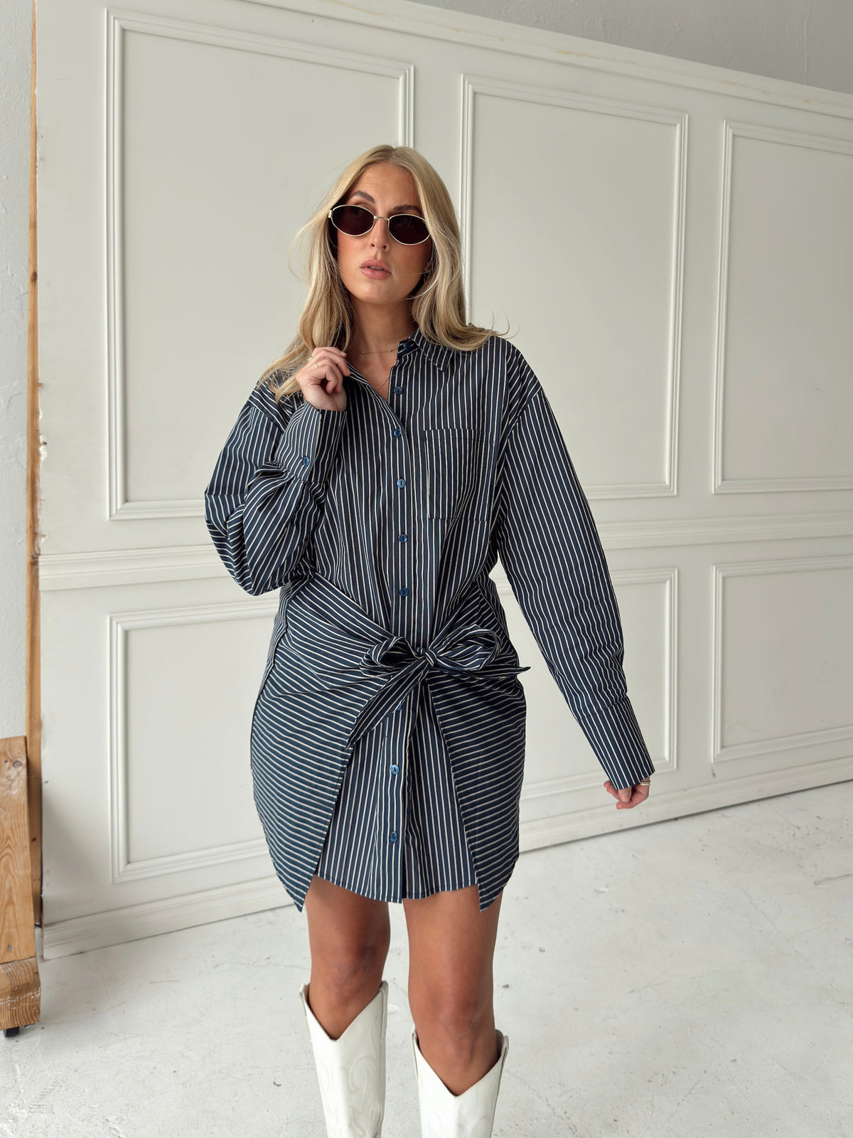 Sadie Stripe Button Down Shirt Dress