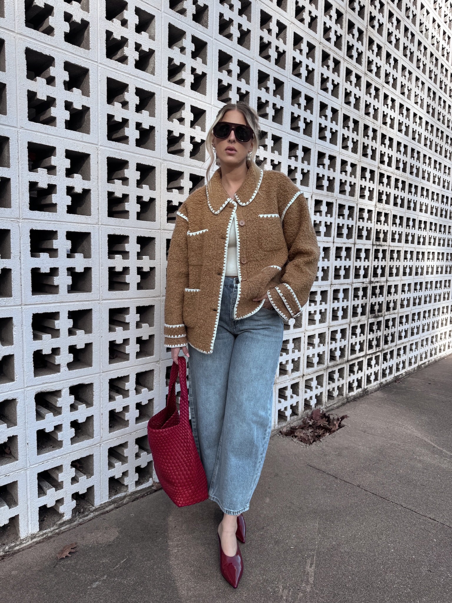 English Factory Embroidered Shearling Jacket