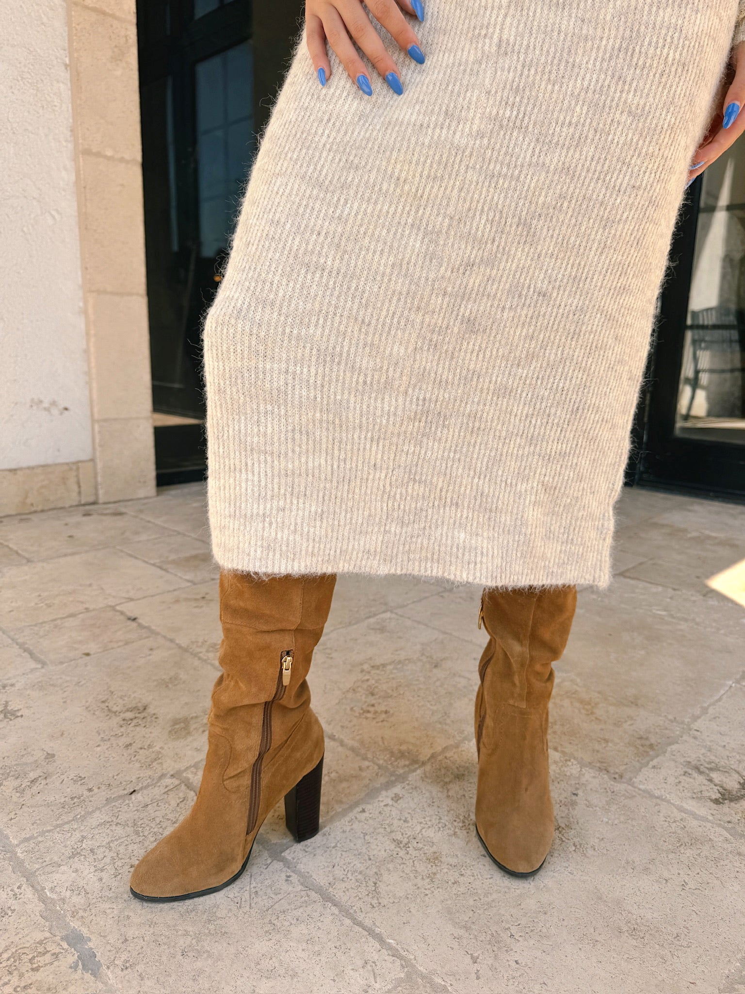 Meet Me in Santorini Cozy Maxi Dress - Heather Oatmeal