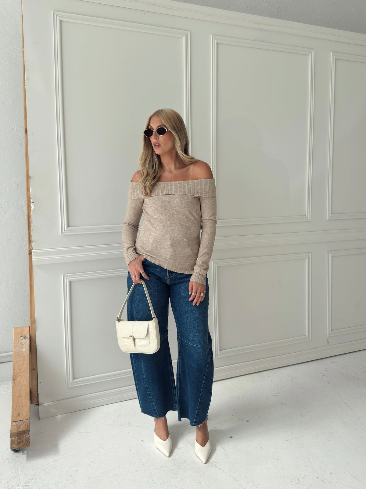 Charlotte Foldover Knit Sweater - Oatmeal