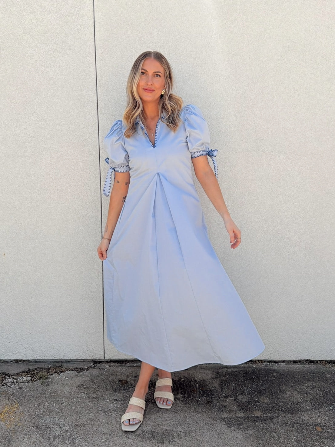 English Factory Stitch Detailed Midi Dress