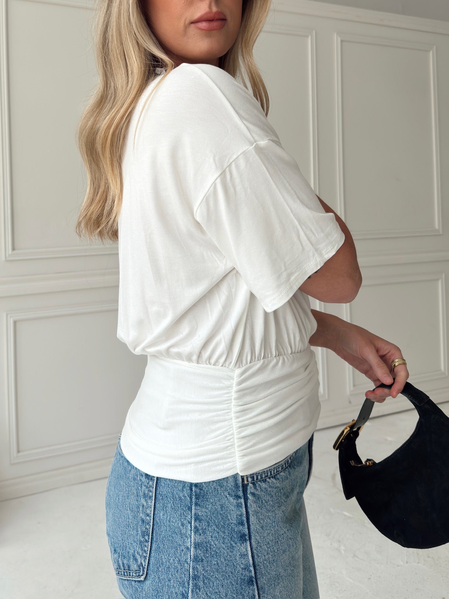Jules Ruched Waist Top - Ivory