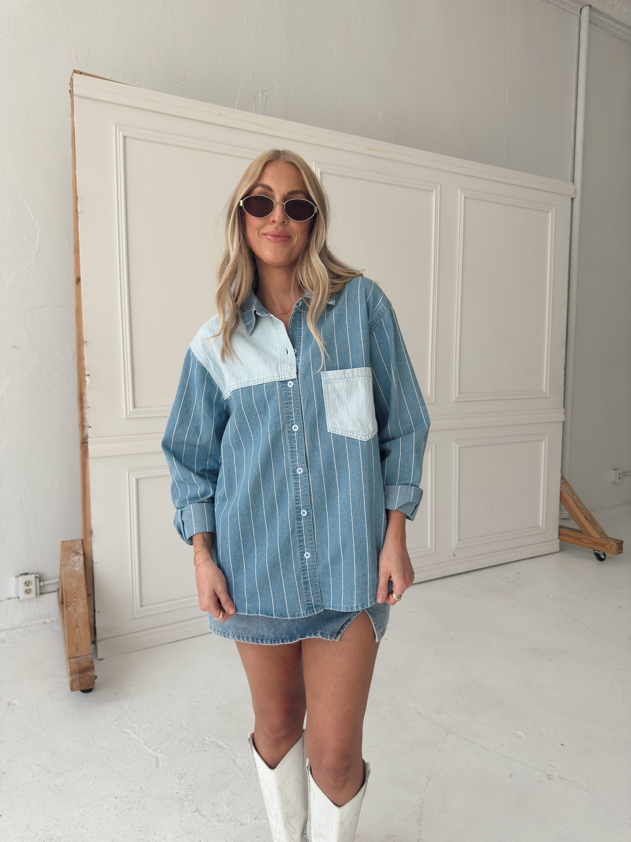 Baylee Blue Denim Button Down