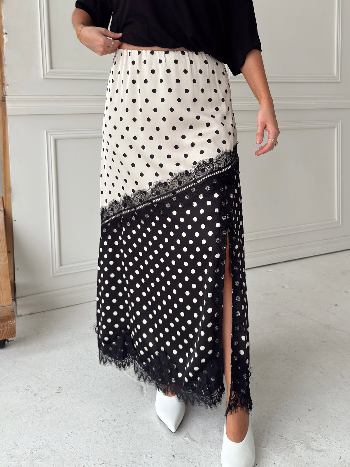 Diana Dual-Tone Polka Dot Maxi Skirt