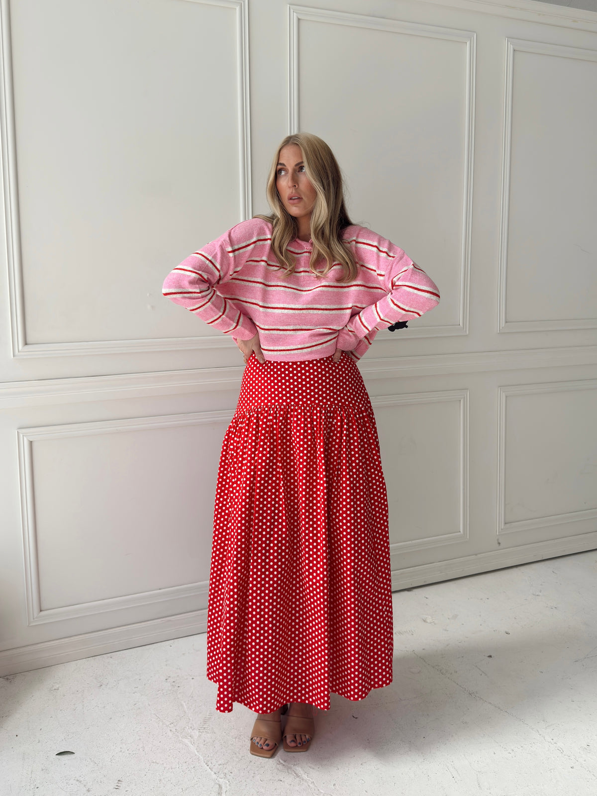 Set Your Sails Polka Dot Skirt - Red