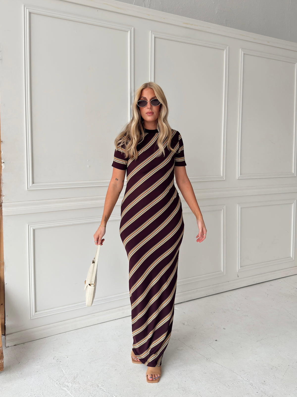 Red Brown Combo Maxi Dress