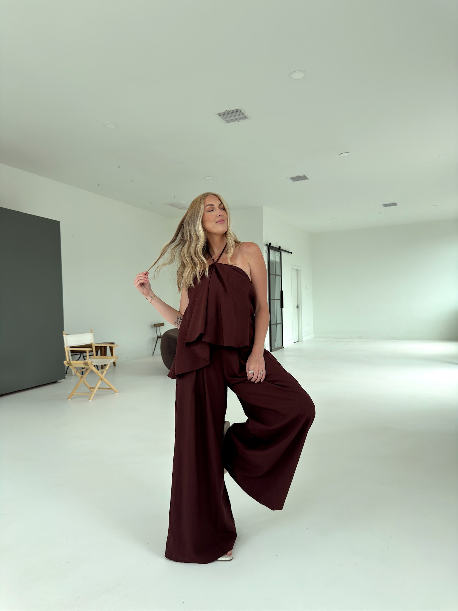 Bri Flowy Pant - Brown
