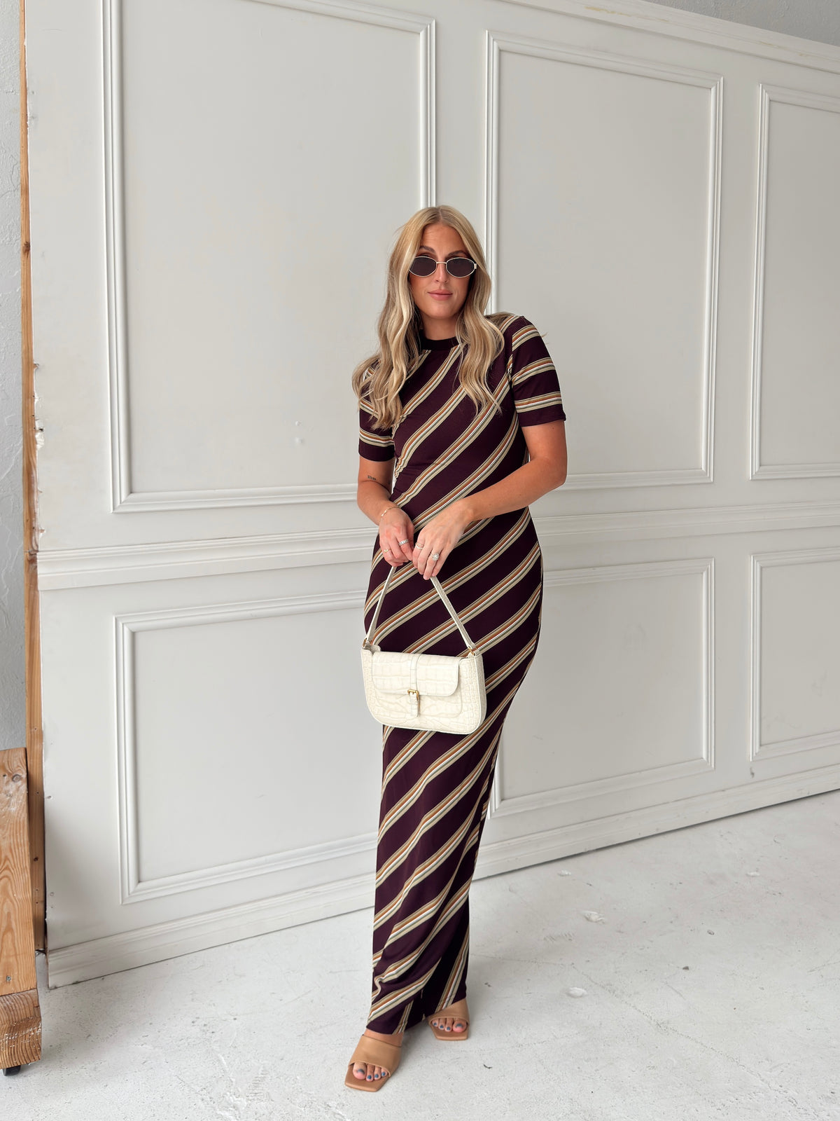 Red Brown Combo Maxi Dress