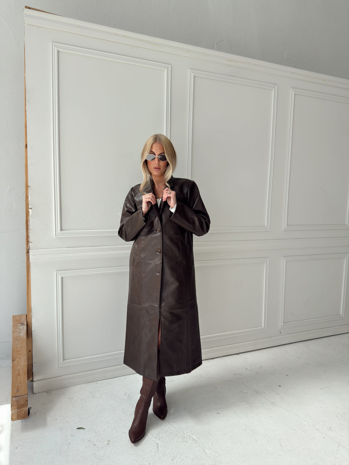 Freya Faux Leather Long Coat