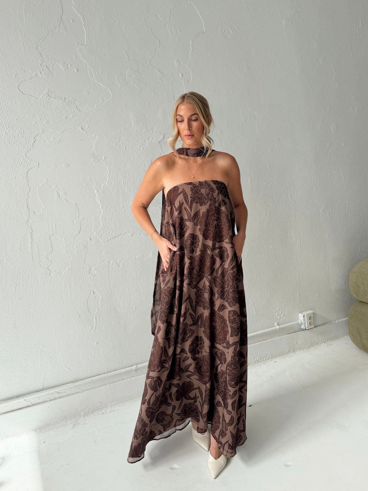 Maddie Chocolate Floral Maxi