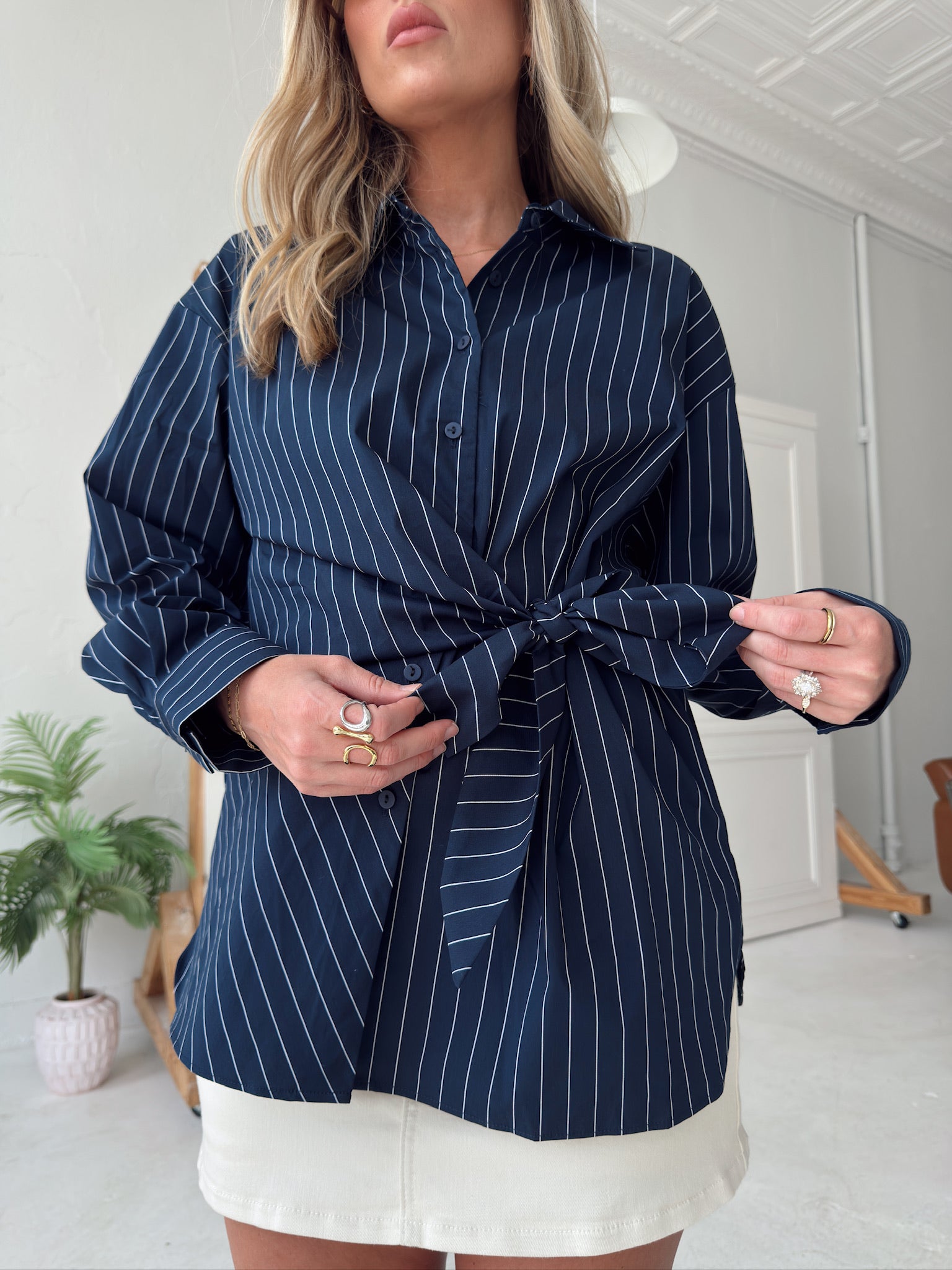Beck Asymmetrical Tie Waist Top