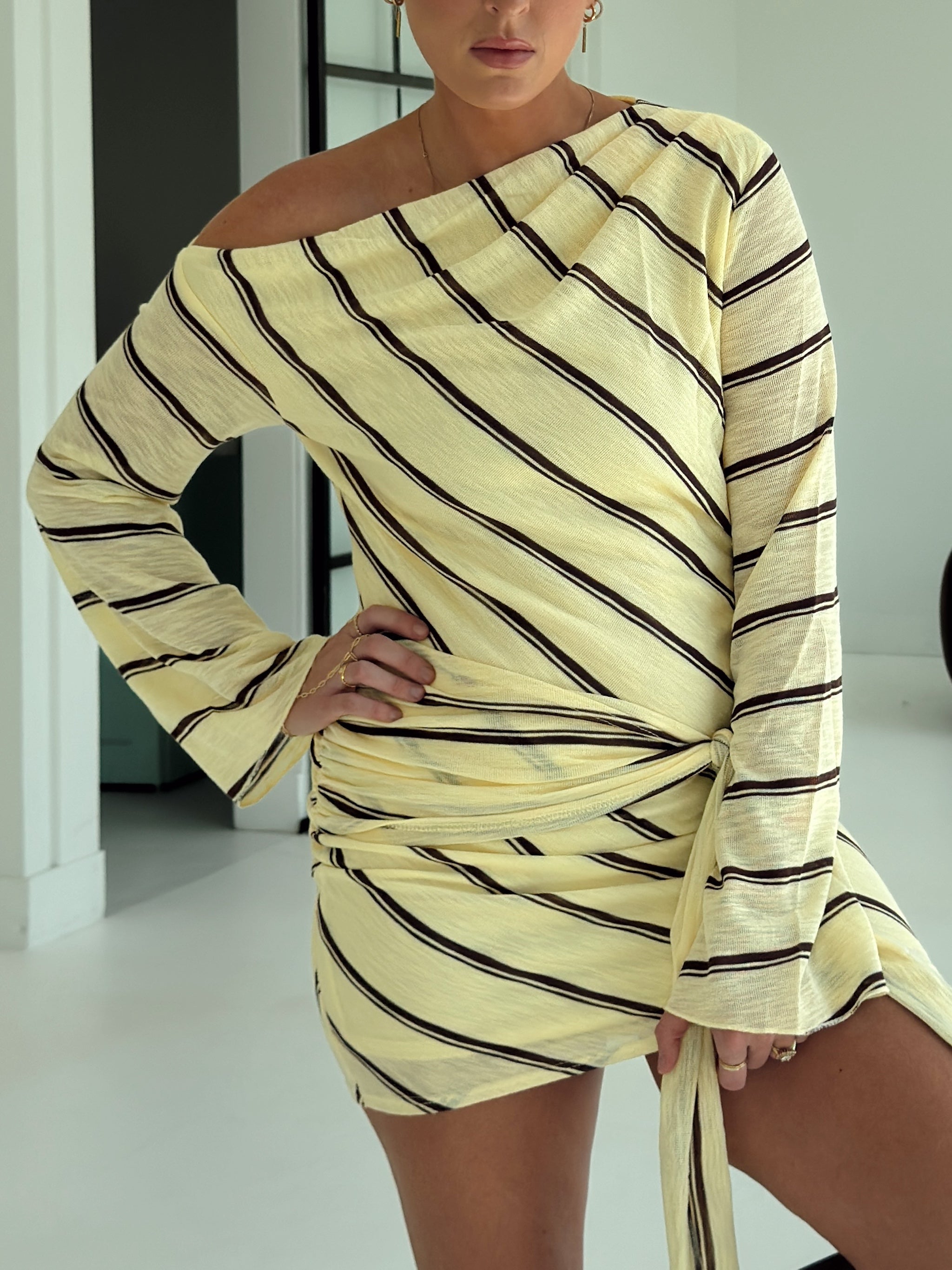 Abigail Yellow Stripe Mini Dress
