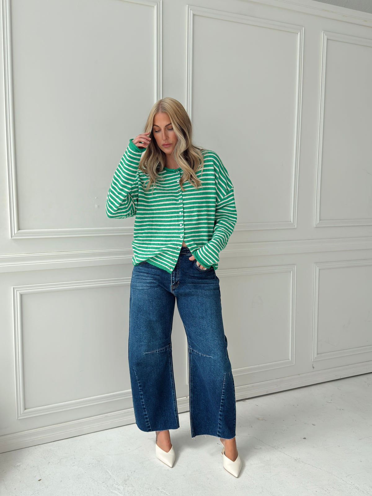 Brynn Striped Cardigan - Green