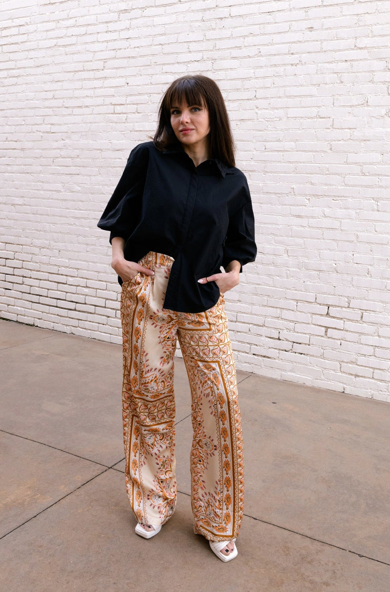 Satin Paisley Pants